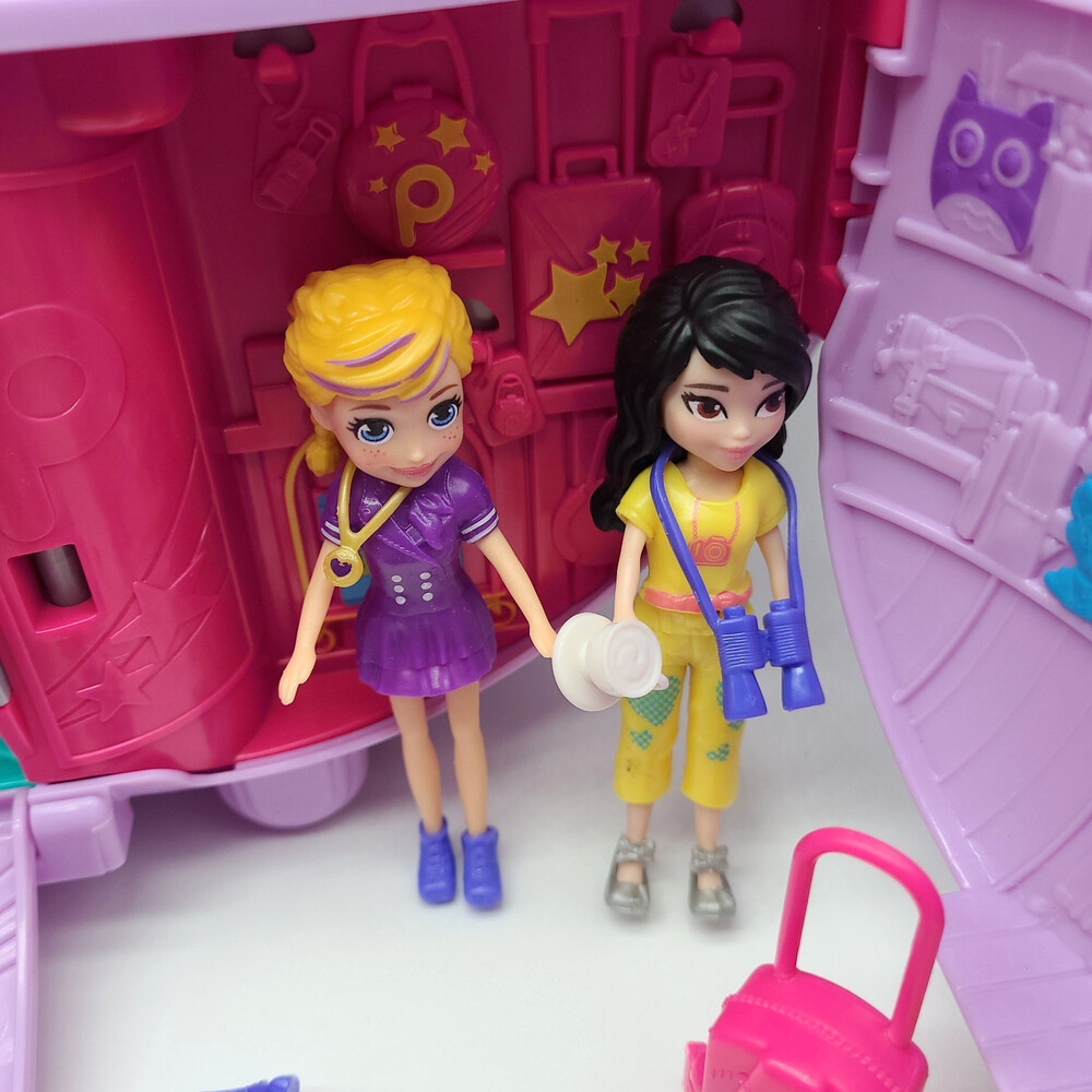 Polly Pocket Jumbo Jet Airplane Playset Mattel 2007 SUV Car Dolls Clothes Lot - Picture 7 of 16